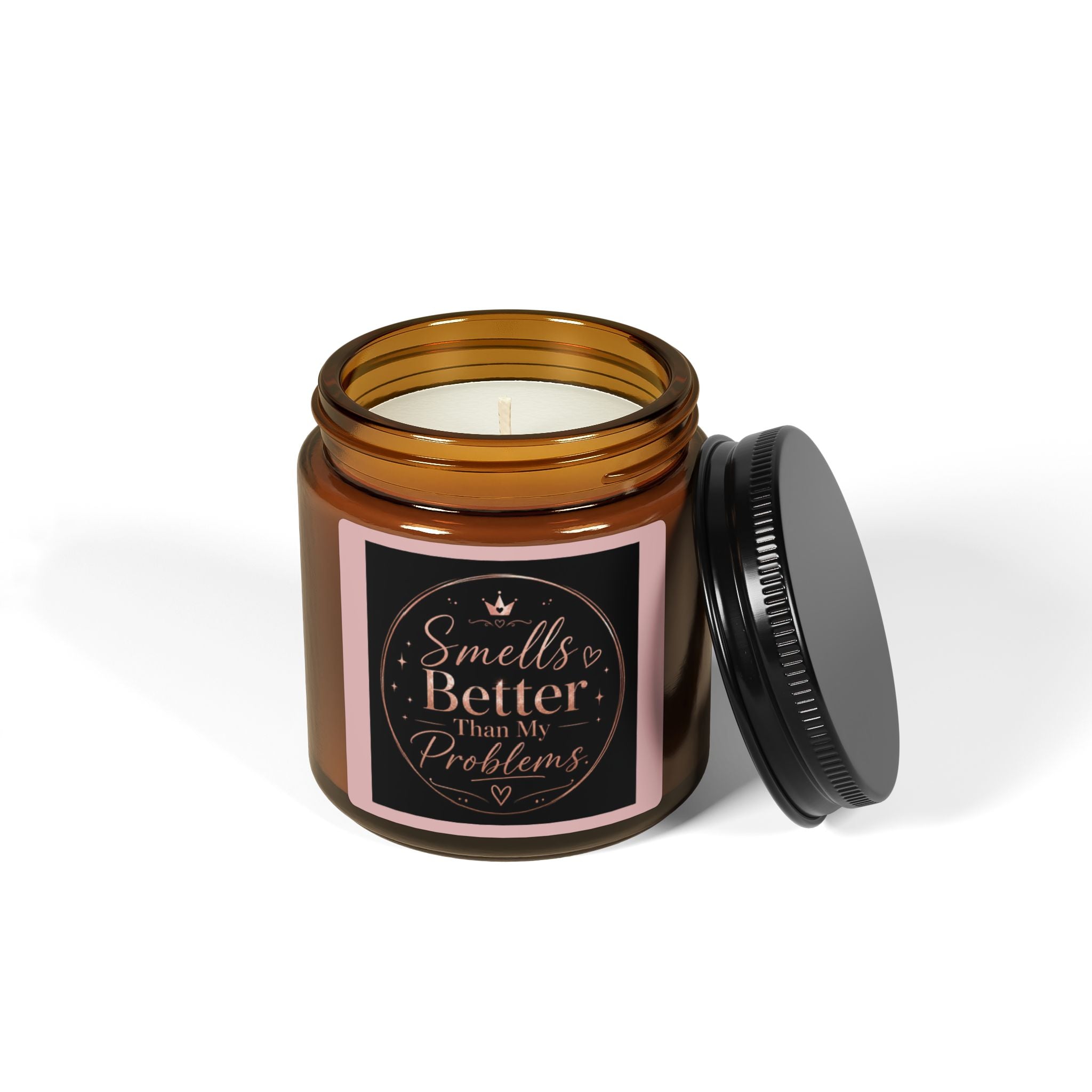 Smells Better Than Your Problems — Scented Soy Candle in Amber Jar (Multi-Size)