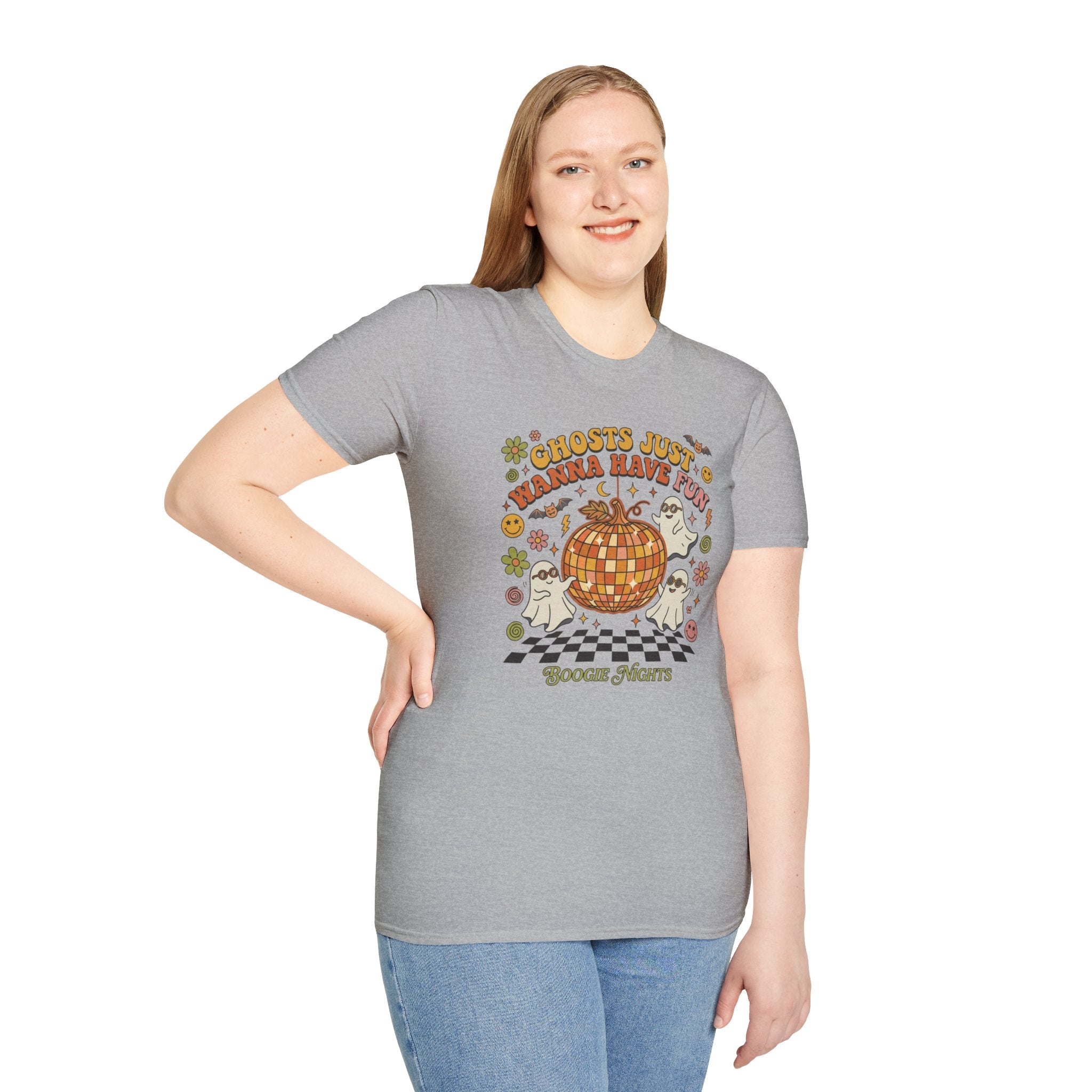 Ghosts Just Wanna Have Fun T-Shirt — Retro Halloween Disco Pumpkin Tee