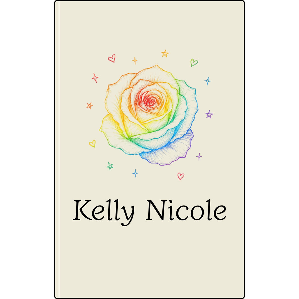 Personalized Vegan Leather Journal — Engraved Rainbow Rose & Name