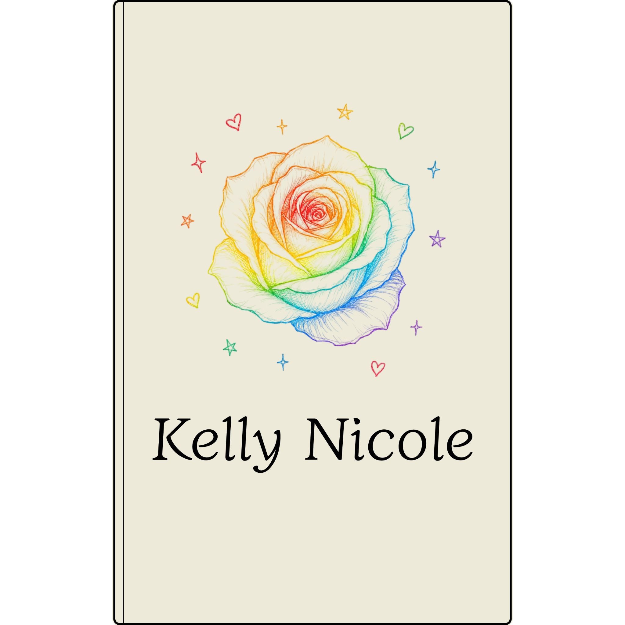 Personalized Vegan Leather Journal — Engraved Rainbow Rose & Name