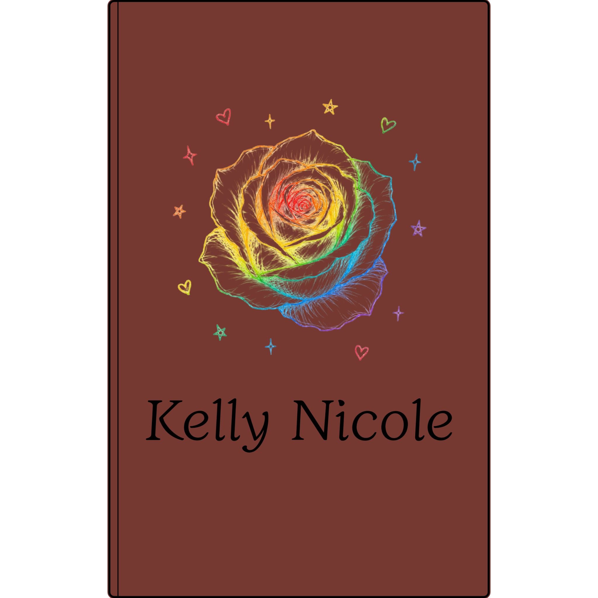 Personalized Vegan Leather Journal — Engraved Rainbow Rose & Name
