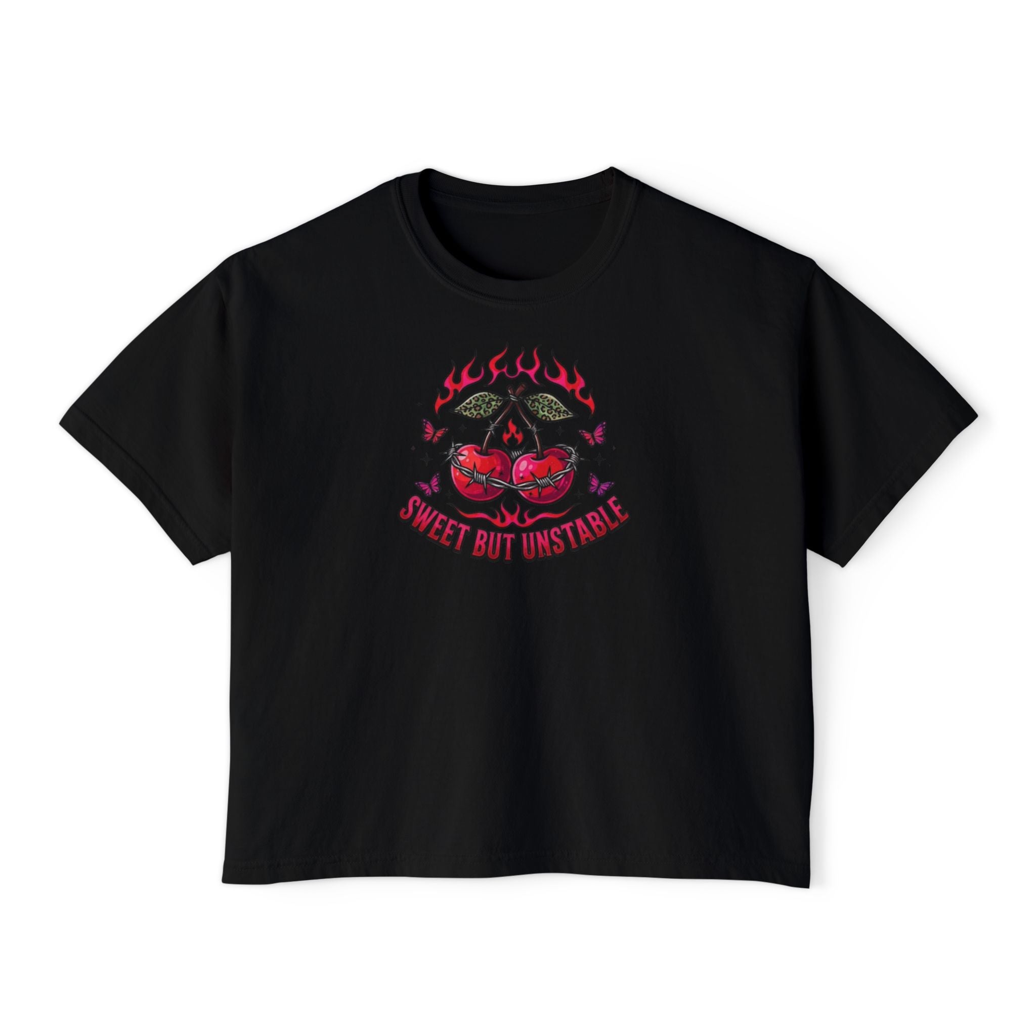 Sweet But Unstable Boxy Tee — Women's Cropped Graphic T-Shirt