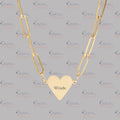 Engravable Paperclip Heart Necklace — Personalized Wife Heart Pendant