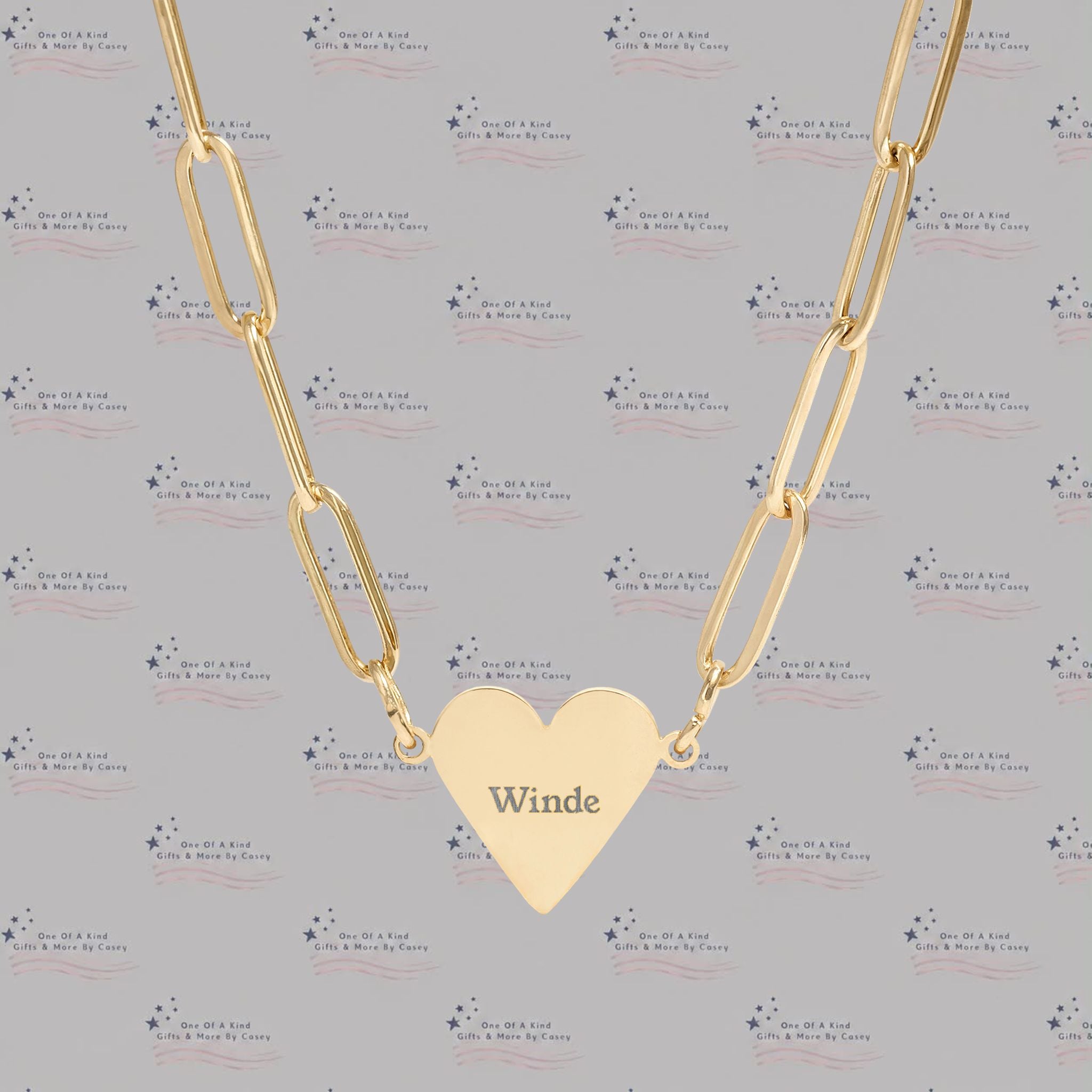 Engravable Paperclip Heart Necklace — Personalized Wife Heart Pendant