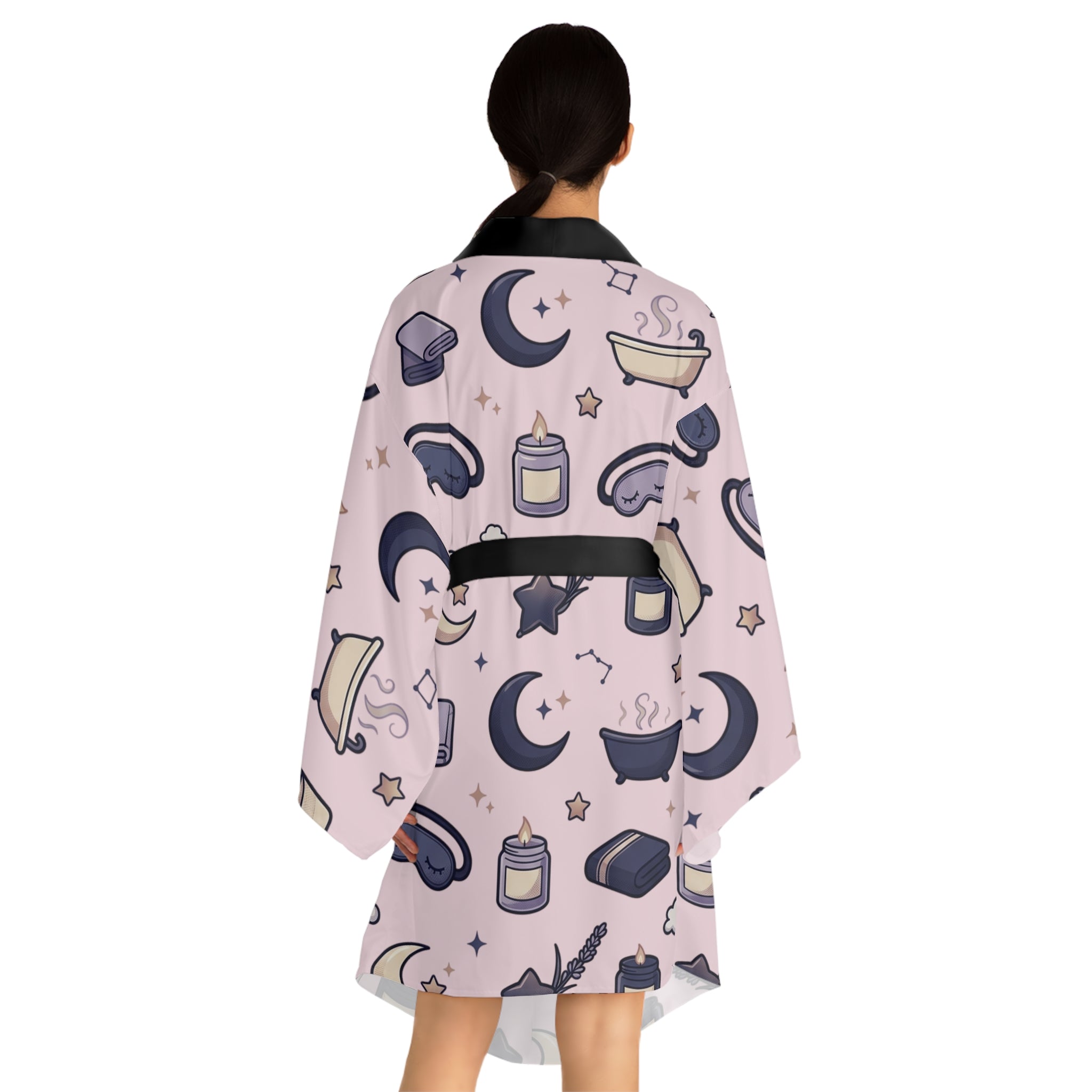 Sleepy Spa Kimono Robe — Bathtub & Moon All-Over Print