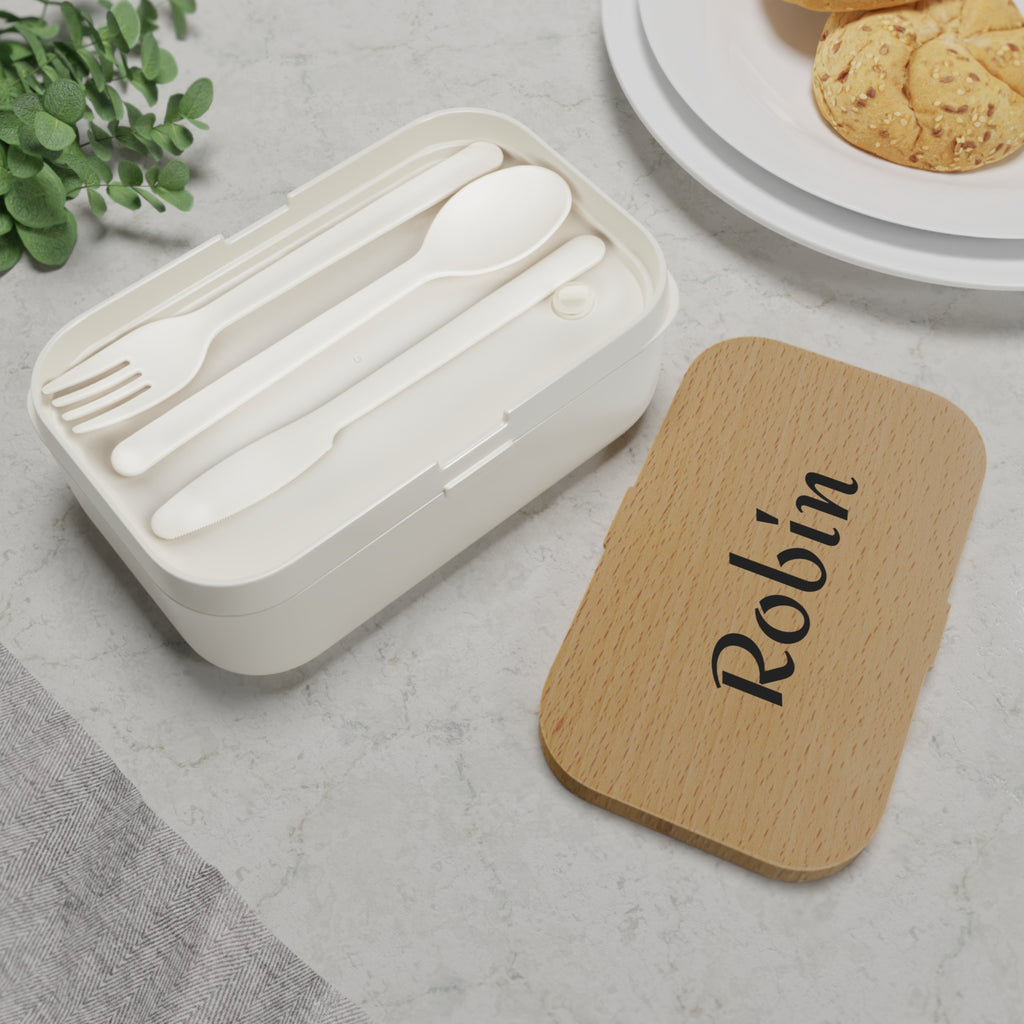 Bento Lunch Box — Personalized Wooden Top Bento Box with Elastic Strap