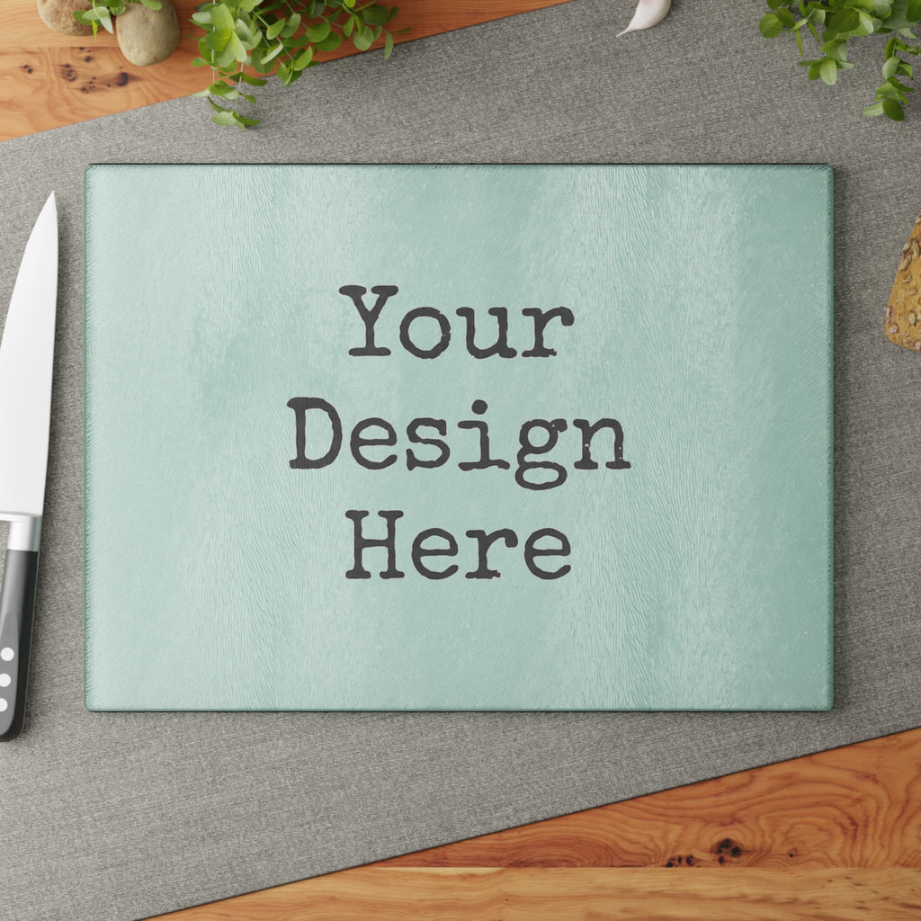 Glass Cutting Board - Customizable Mint Stripe Design (Your Design Here)