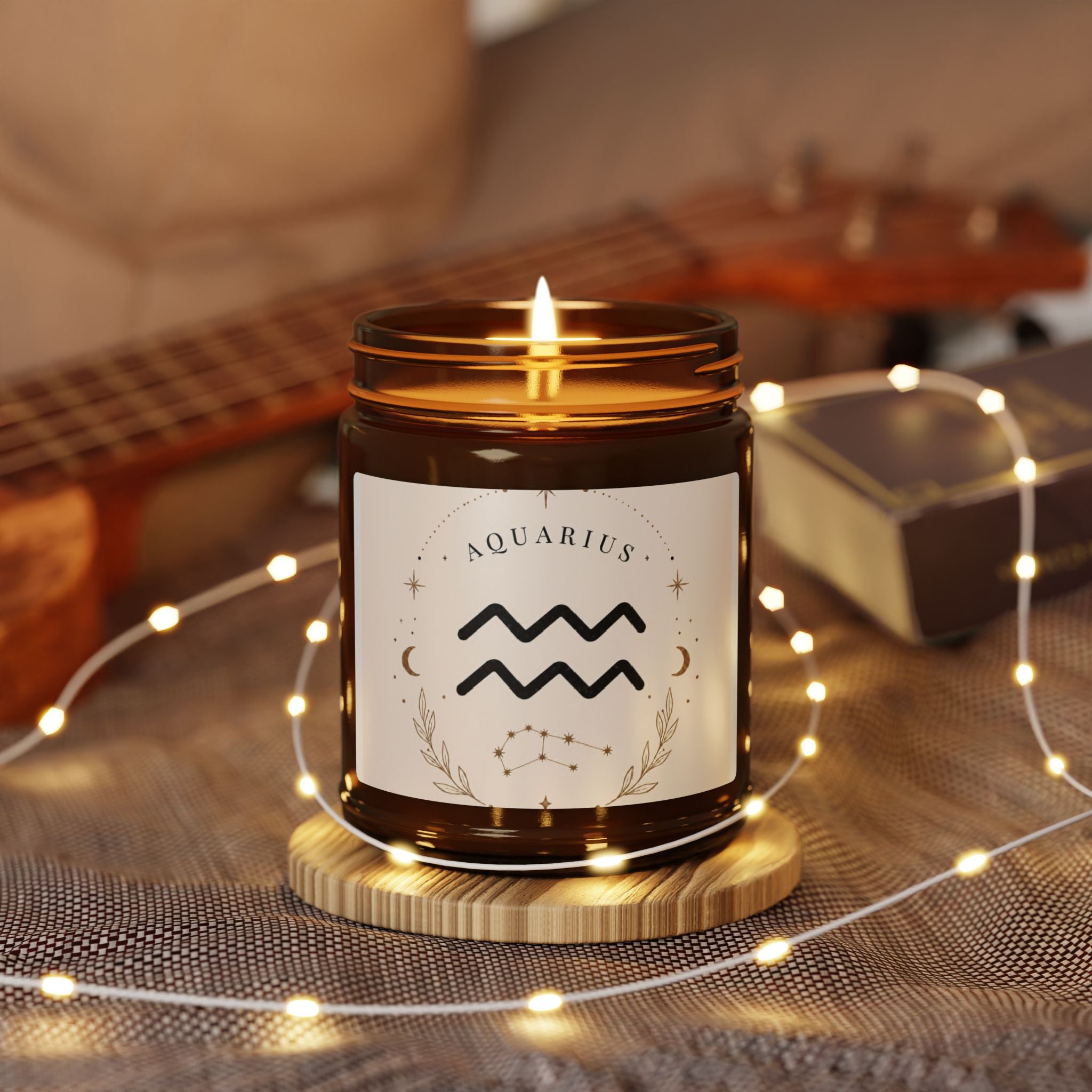 Amber Jar Scented Soy Candle — Calming Zodiac Aquarius Aromatherapy