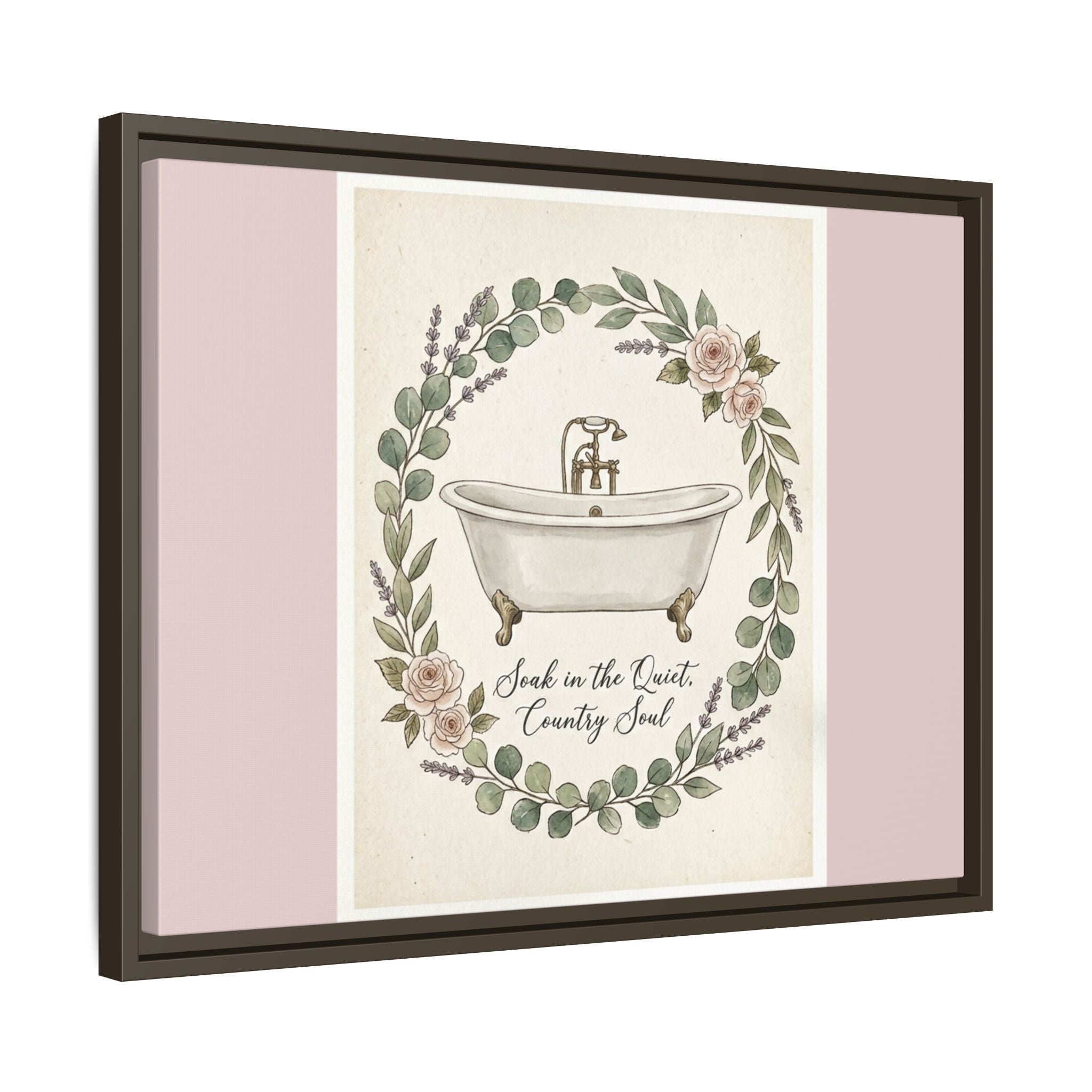 Framed Canvas Wall Art - 'Soak in the Quiet, Country Soul' Vintage Bath Print