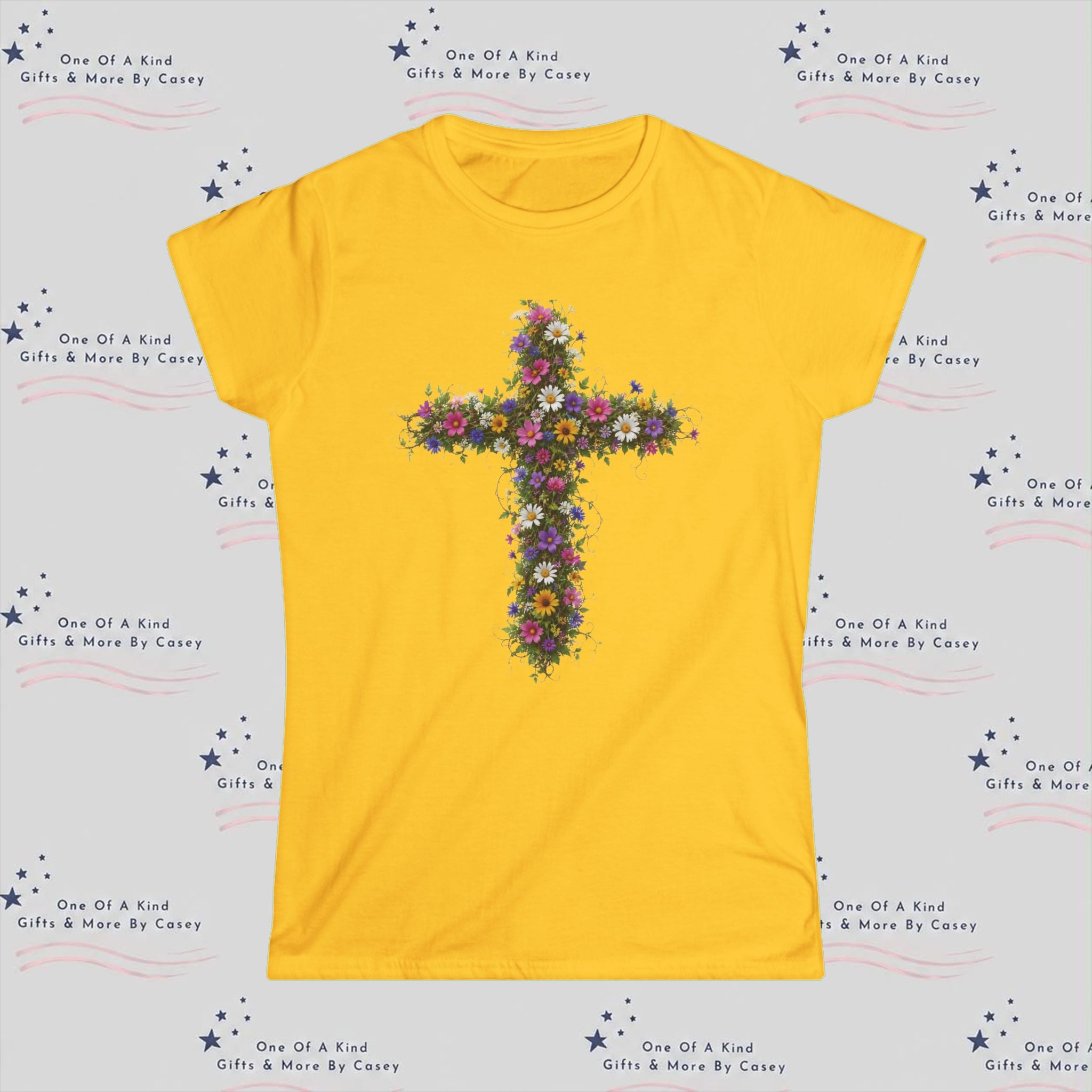 Floral Cross Women's Tee —  Spring Bouquet Shirt