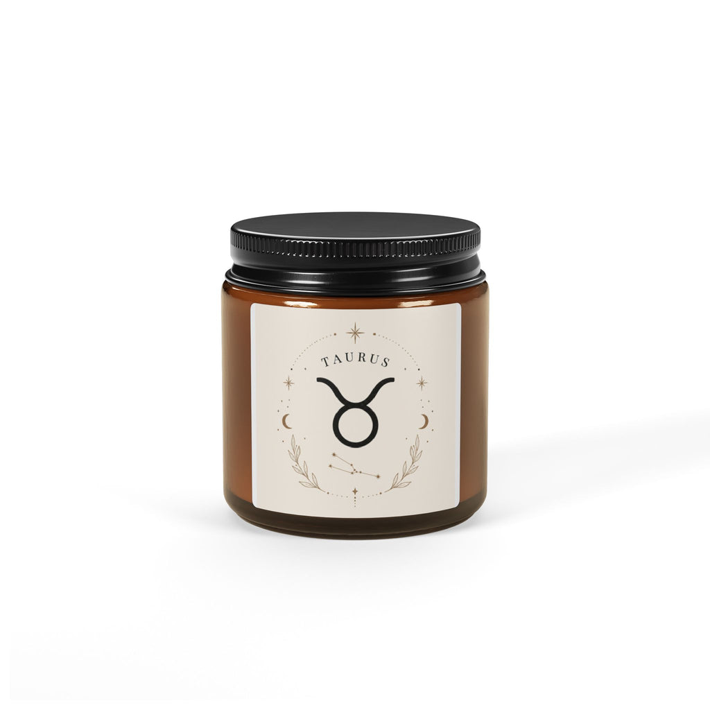 Taurus Scented Soy Candle — Amber Jar Aromatherapy Candle (Multi-Size)