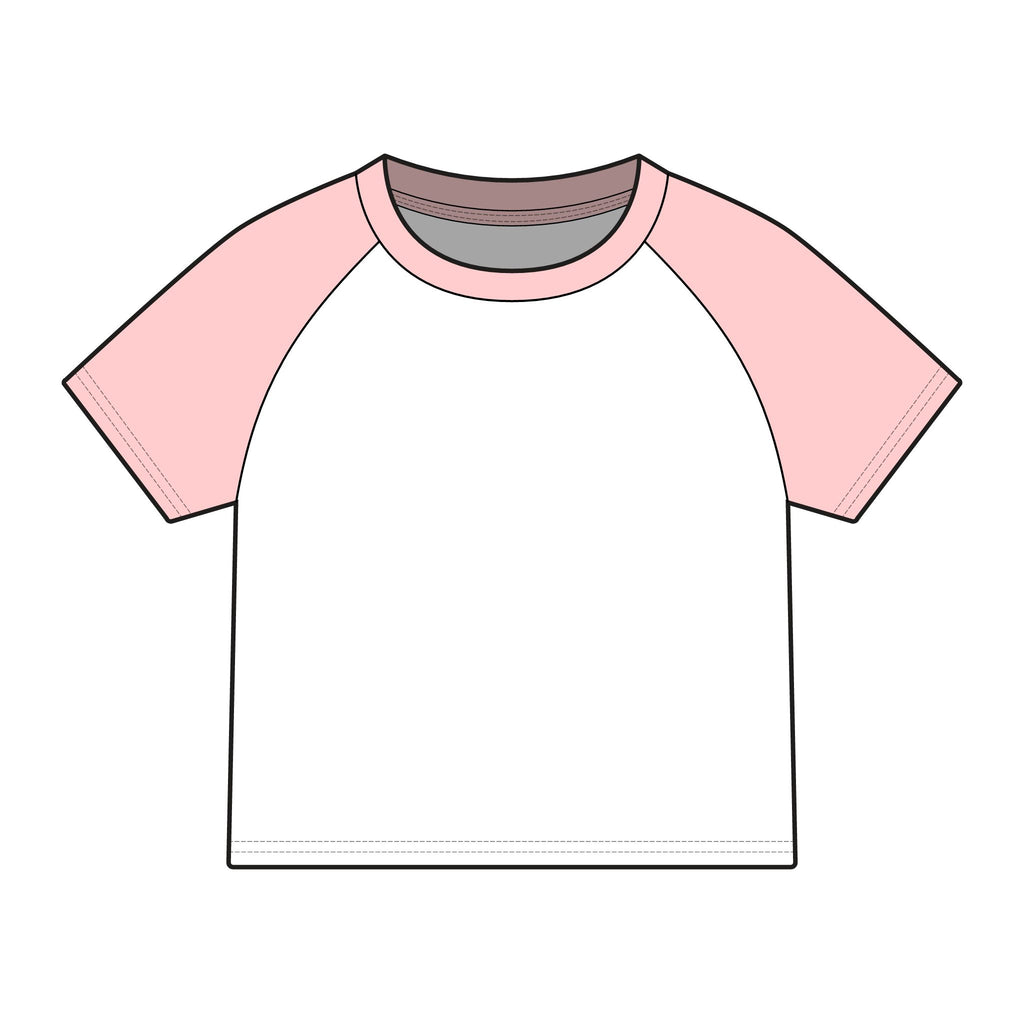 Love Life Raglan Tee — Pink Graphic Baby Tee with Heart & Smiley Design