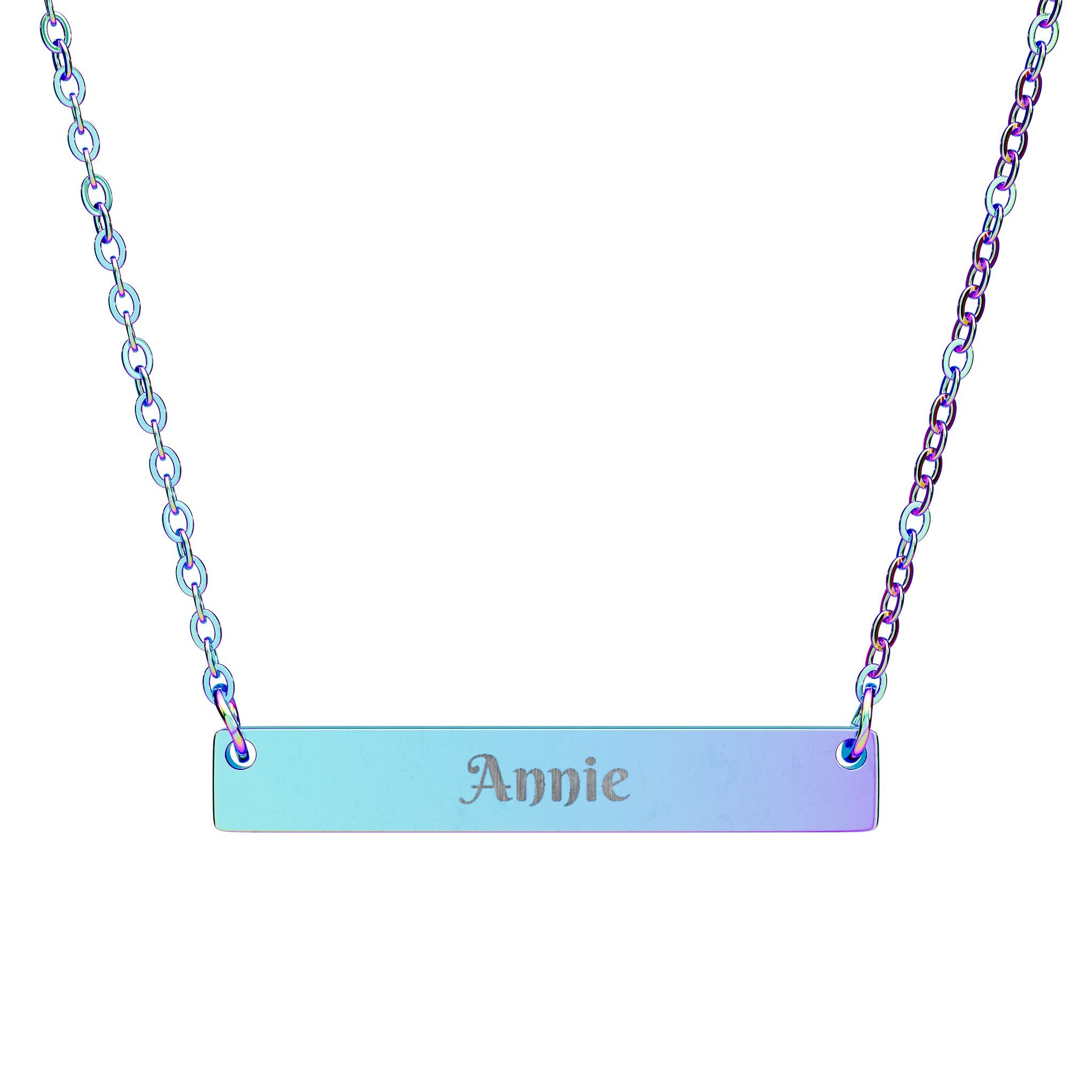 Engravable Horizontal Bar Necklace — Personalized Nameplate Pendant