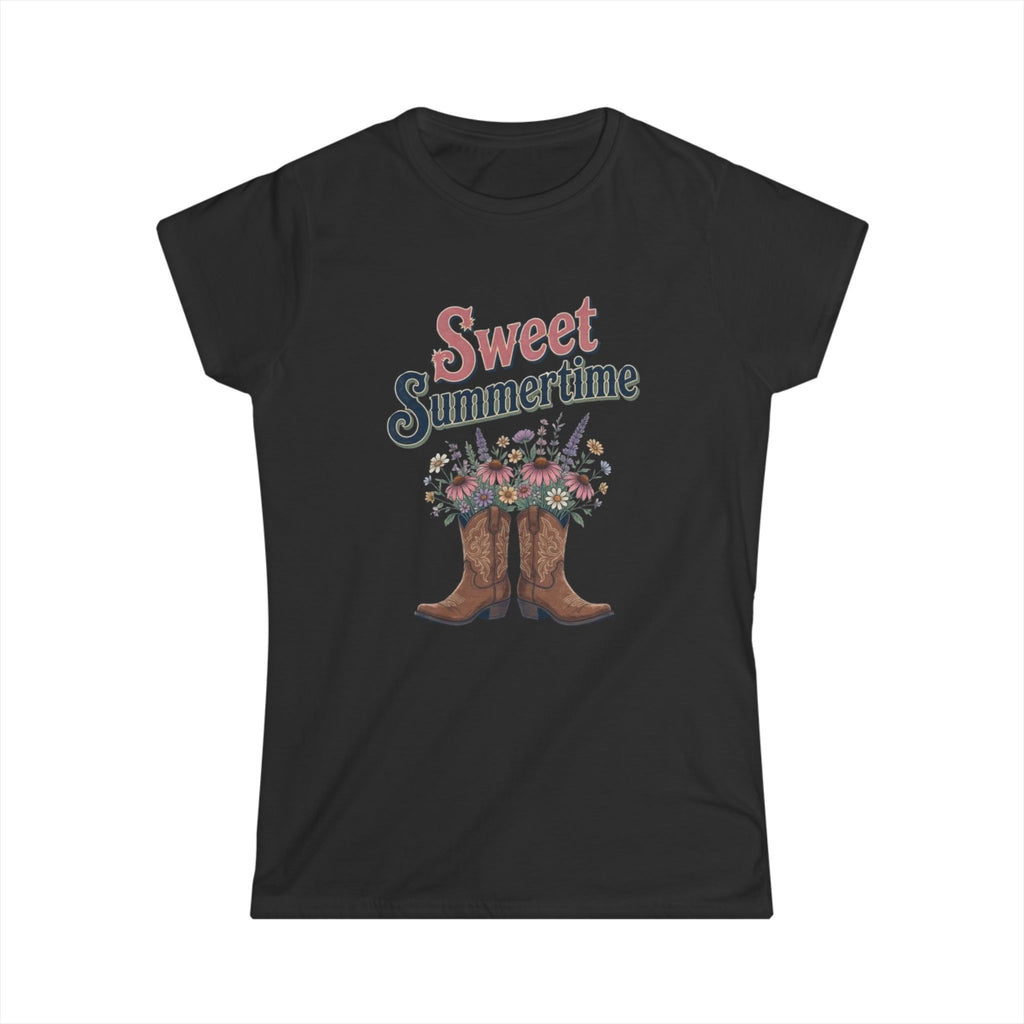 Sweet Summertime Women's Tee — Floral Cowboy Boots Graphic