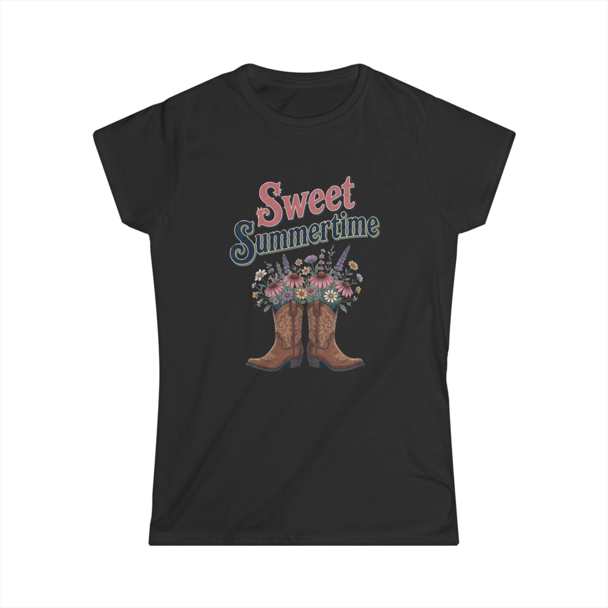 Sweet Summertime Women's Tee — Floral Cowboy Boots Graphic
