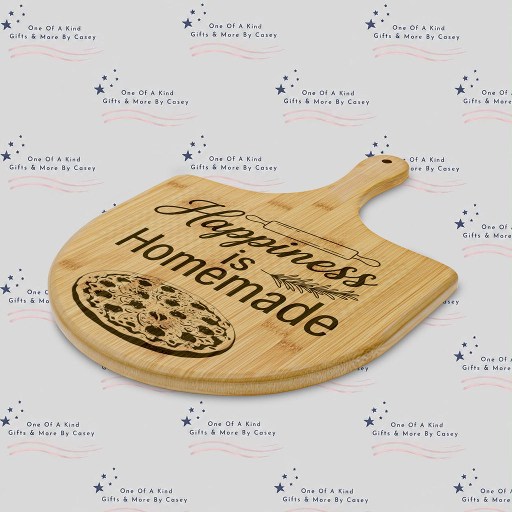 Bamboo Pizza Peel – Engraved "Happiness Is Homemade"