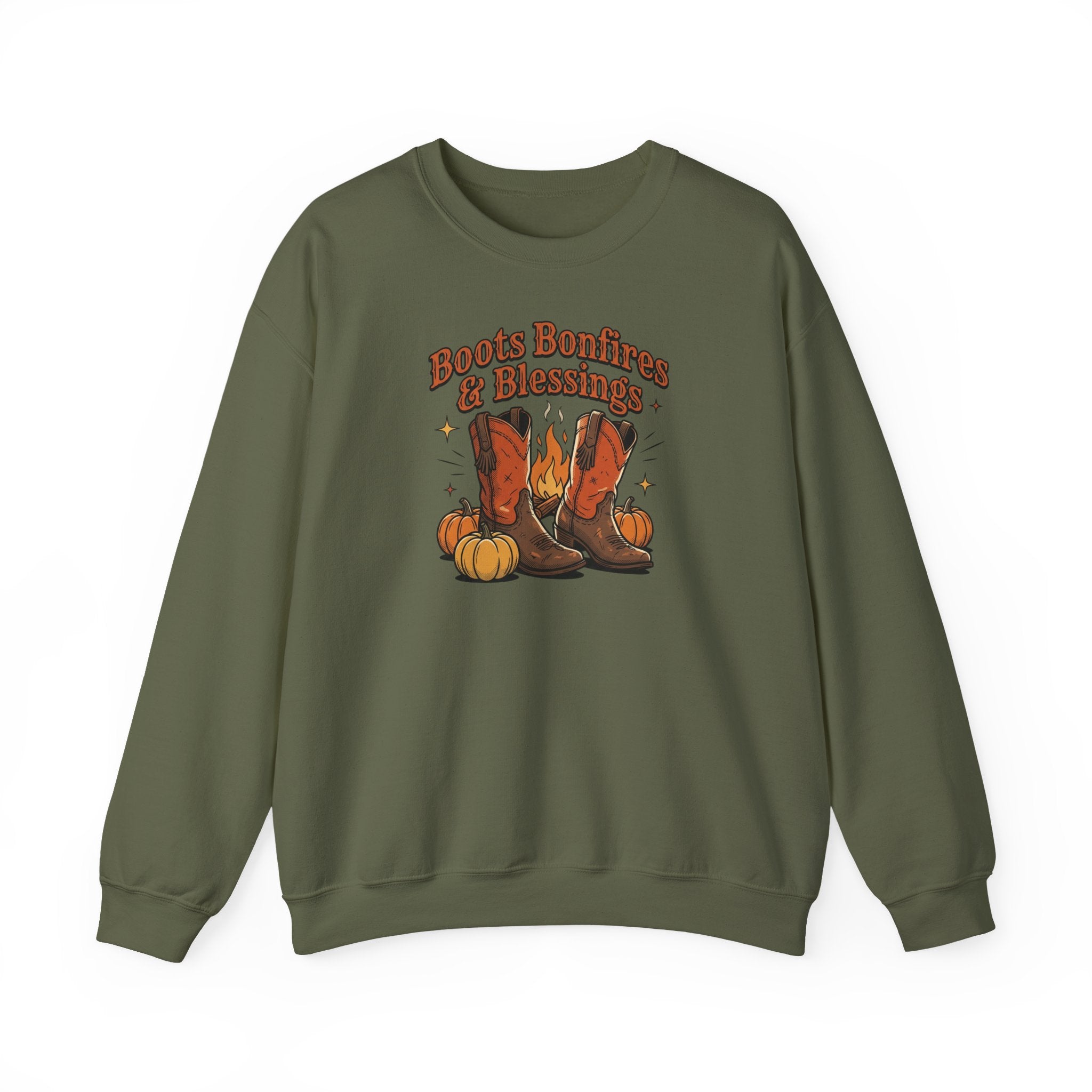 "Boots Bonfires & Blessings" Cozy Fall Pullover
