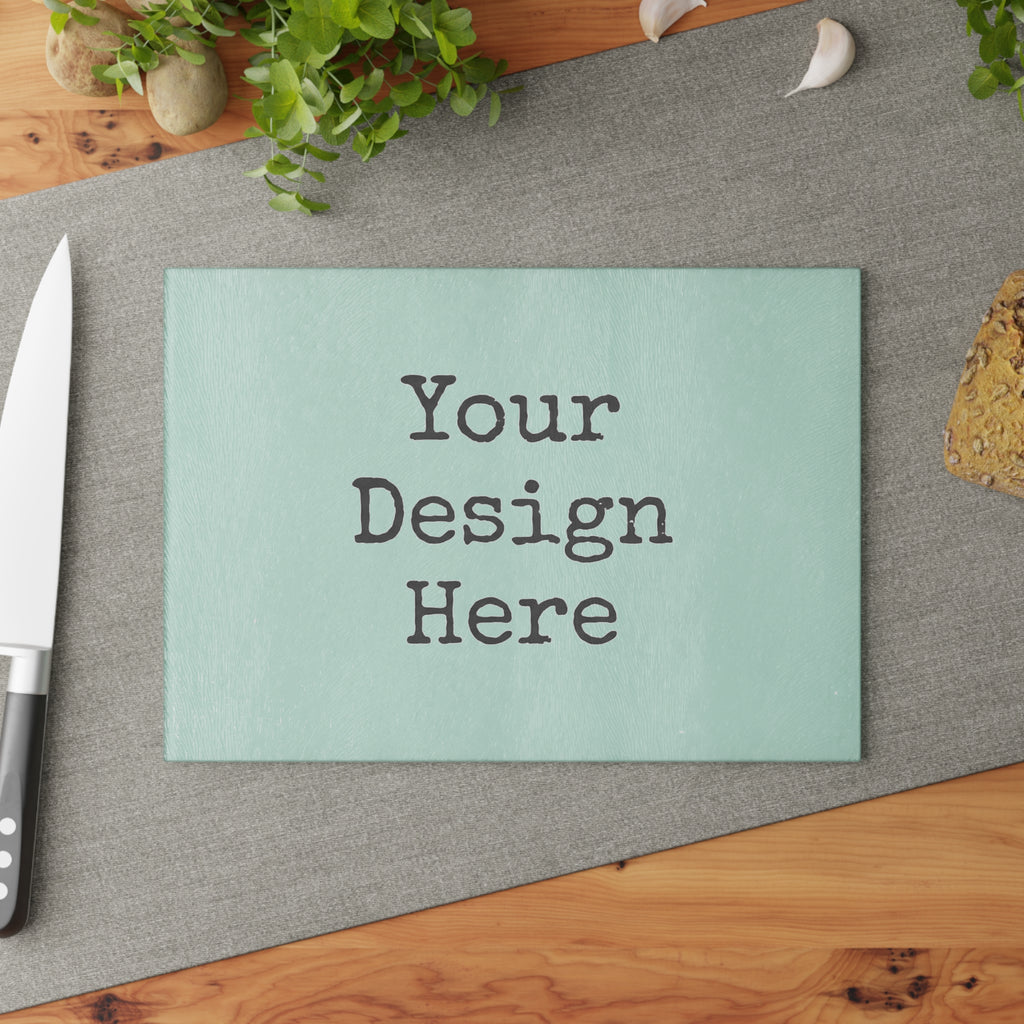 Glass Cutting Board - Customizable Mint Stripe Design (Your Design Here)