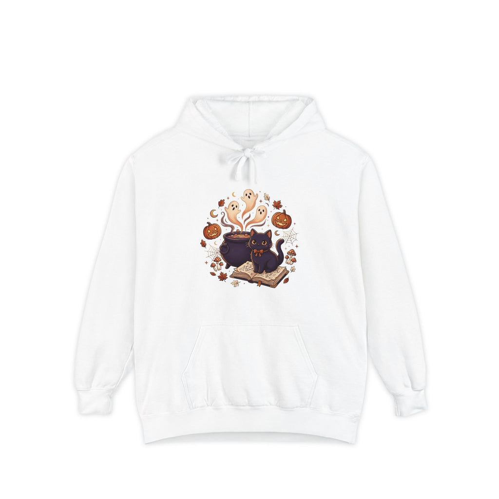 Halloween Cat & Ghost Hoodie — Cute Spooky Fall Pullover