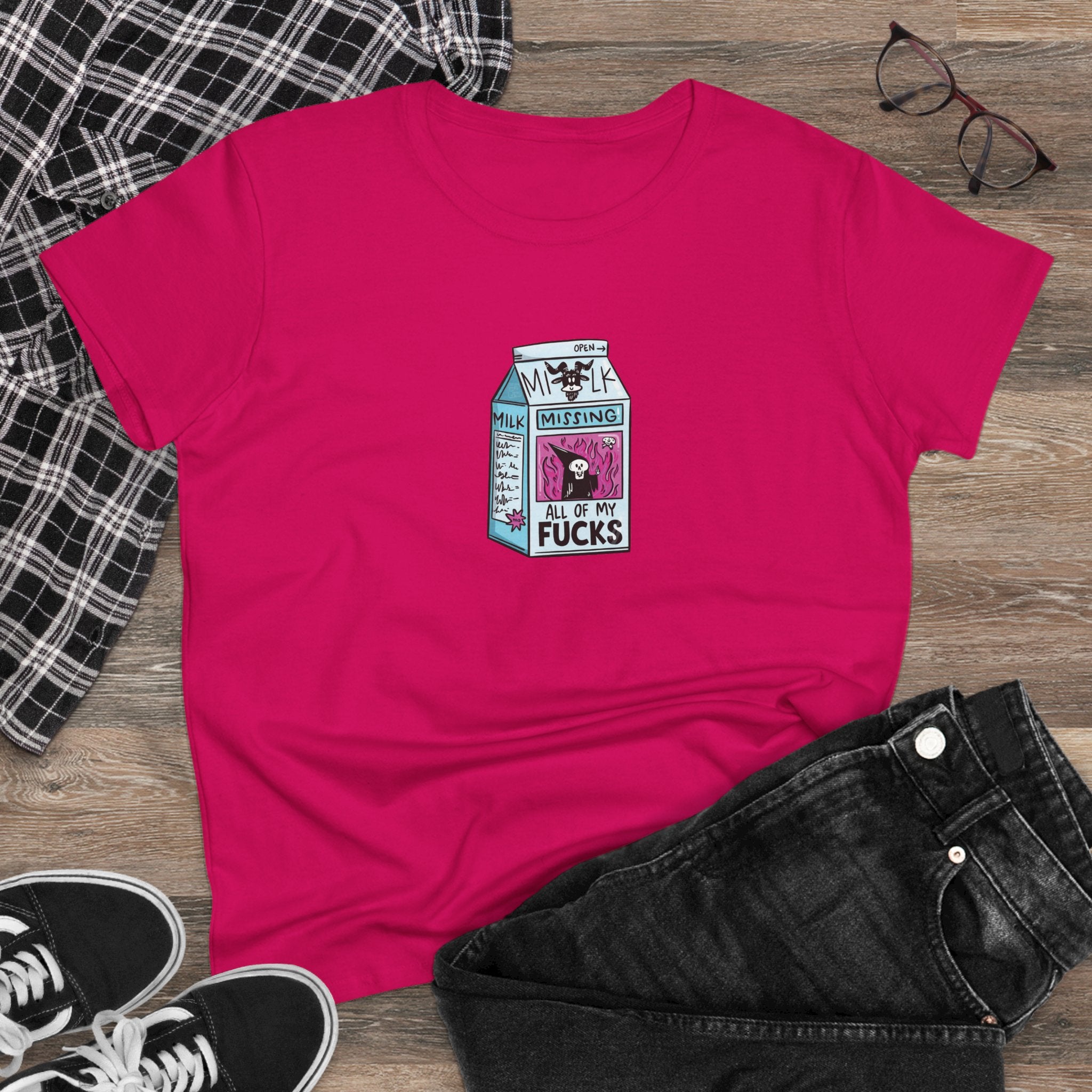 All My Fucks' Cartoon Milk Carton Women's T-Shirt