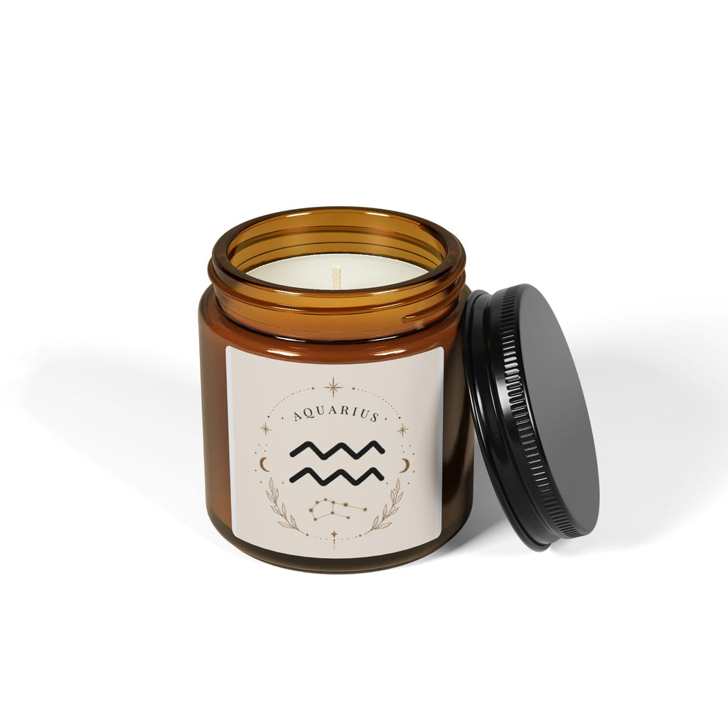Amber Jar Scented Soy Candle — Calming Zodiac Aquarius Aromatherapy