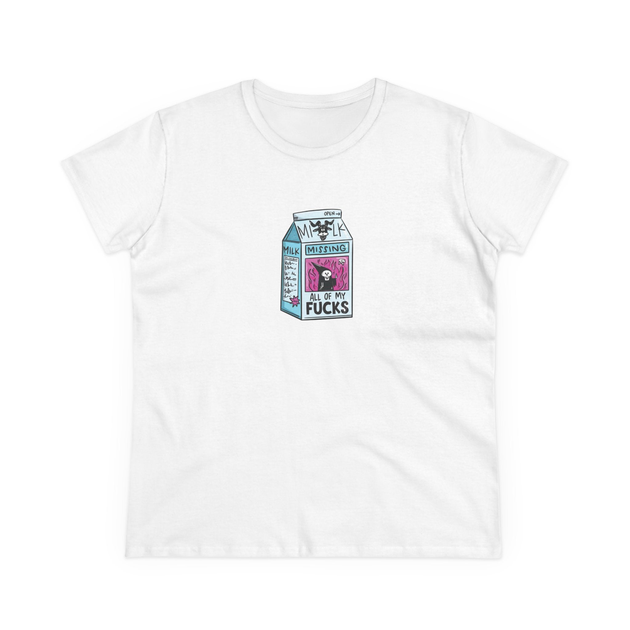 All My Fucks' Cartoon Milk Carton Women's T-Shirt